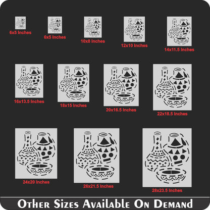 Tribal Pottery Stencil for Walls, Fabric & Furniture – Traditional Clay Vessel Design – ID#586