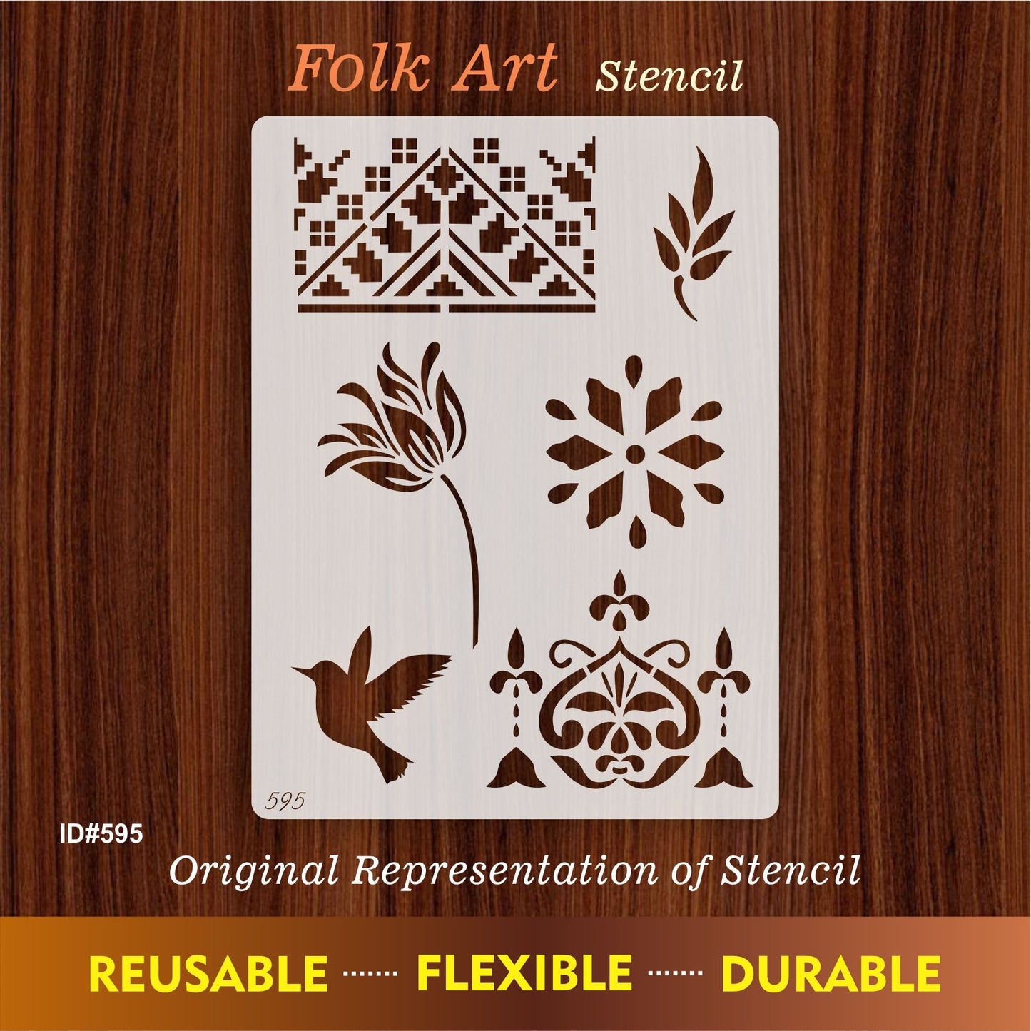 Floral & Bird Multi-Design Stencil for Wall, Wood, Fabric & Furniture Art – ID#595