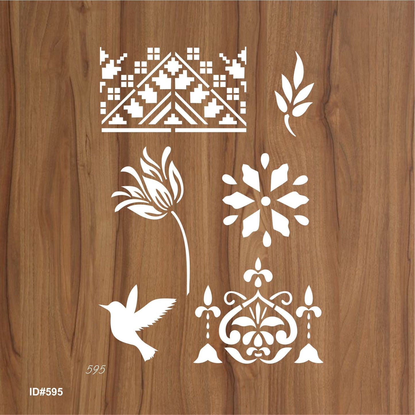 Floral & Bird Multi-Design Stencil for Wall, Wood, Fabric & Furniture Art – ID#595