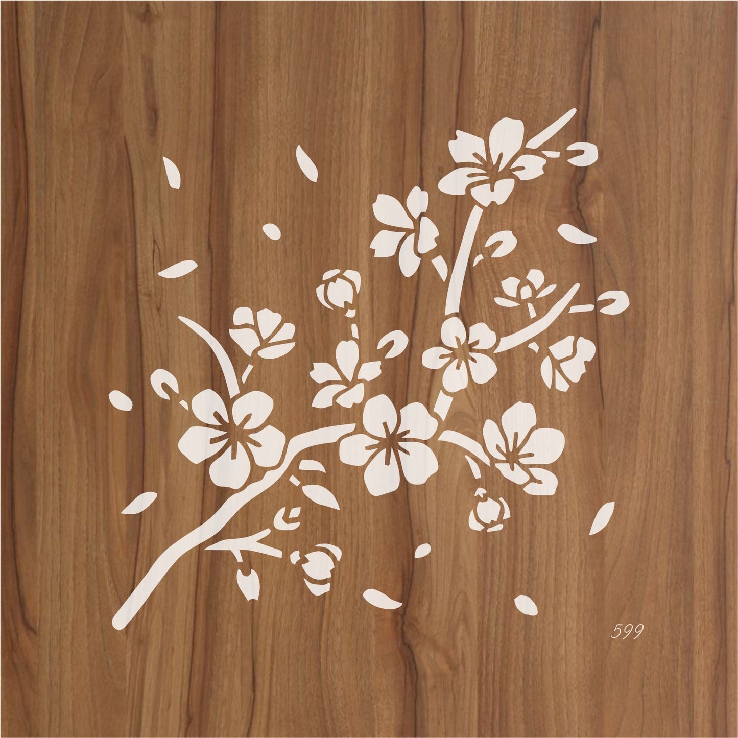 Cherry Blossom Branch Stencil for Walls, Furniture & Fabric – Japanese Floral Design – ID#599