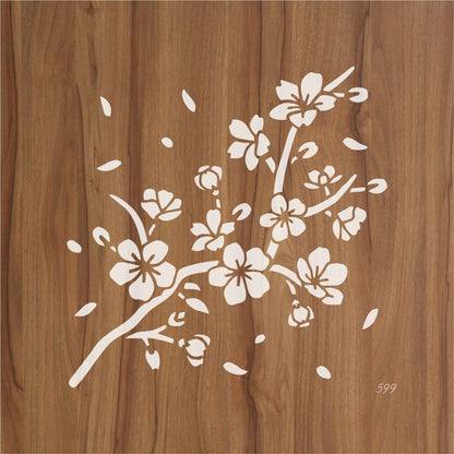 Cherry Blossom Branch Stencil for Walls, Furniture & Fabric – Japanese Floral Design – ID#599