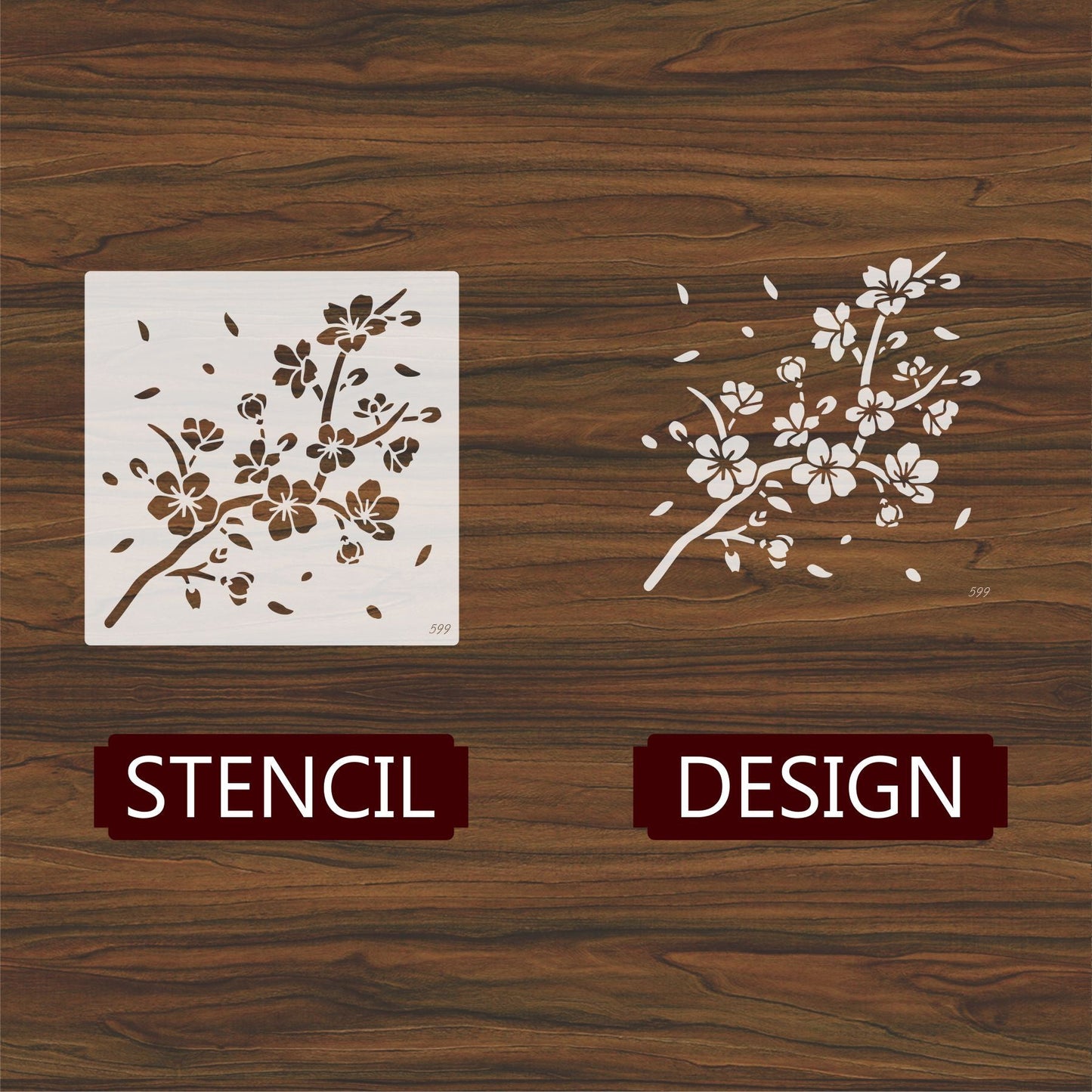 Cherry Blossom Branch Stencil for Walls, Furniture & Fabric – Japanese Floral Design – ID#599