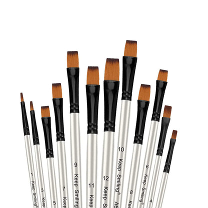 12Pcs- Original Artist Paint Brush Set Nylon Bristles Brushes for Watercolor Acrylic Oil Painting