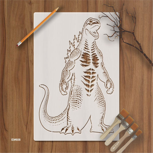 Godzilla Stencil Used for Painting Scrapbook Coloring Embossing Album Decor Template. ID #608