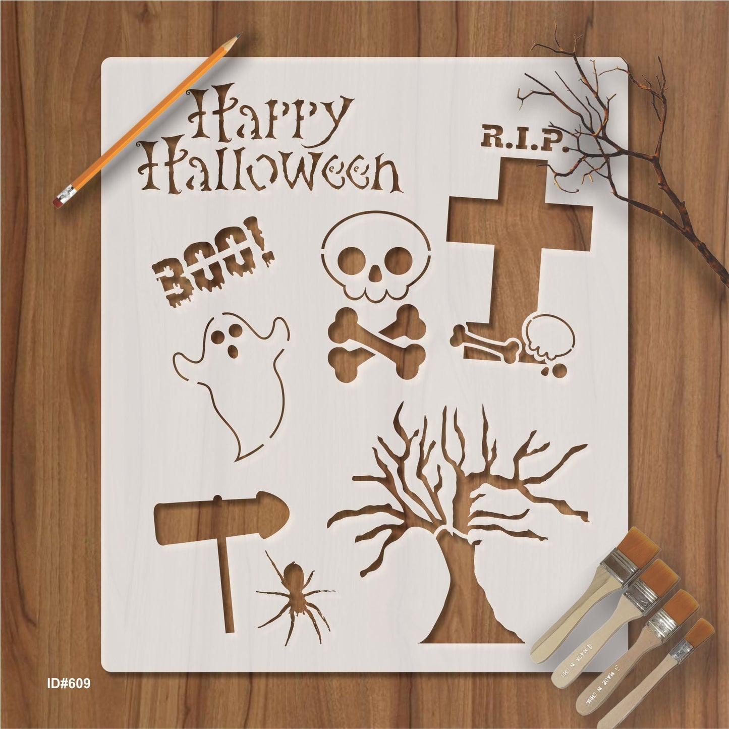 Happy Halloween Stencil Painting Scrapbook Coloring Embossing Album Decor ID# 609
