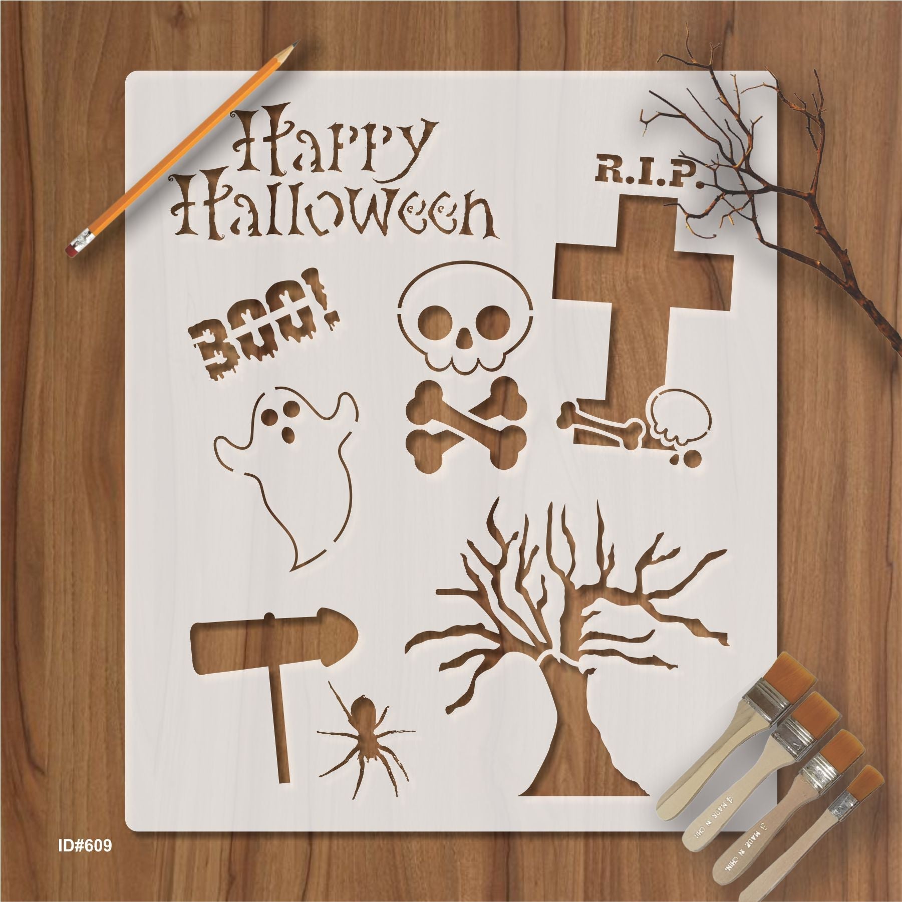 Happy Halloween Stencil Painting Scrapbook Coloring Embossing Album Decor ID# 609