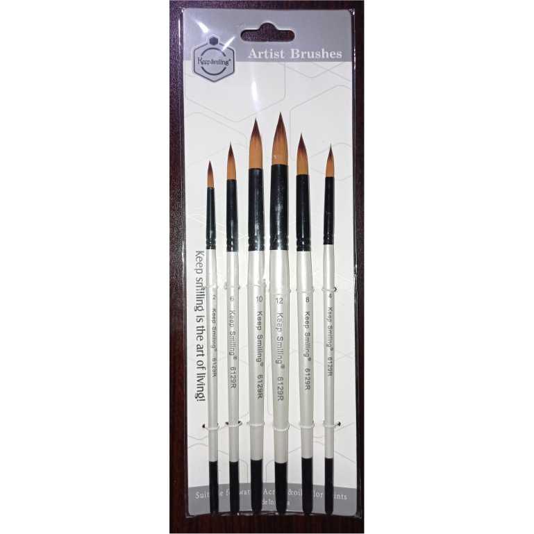 6Pcs Artist Paint Brush Set Nylon Bristles Brushes for  Watercolor Acrylic Oil Painting