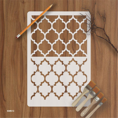 Geometric Arabesque moroccan stencil for canvas & wall background  ID #613