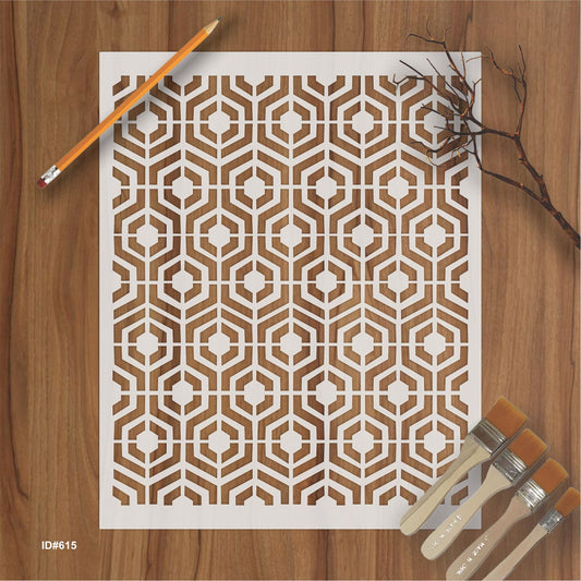 Hexagonal Lattice Pattern Stencil for Painting Scrapbook Coloring Embossing Album Decorative Template. ID #615