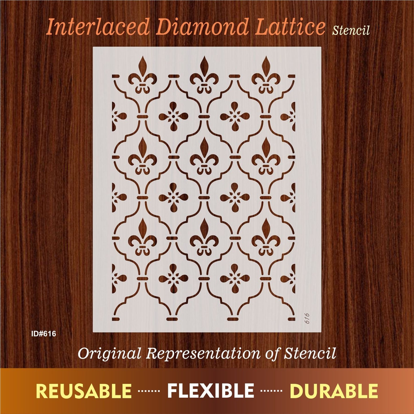 Elegant Fleur-de-Lis Trellis Pattern Stencil for Wall, Wood & Fabric Décor – ID# 616