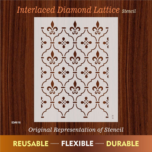 Elegant Fleur-de-Lis Trellis Pattern Stencil for Wall, Wood & Fabric Décor – ID# 616