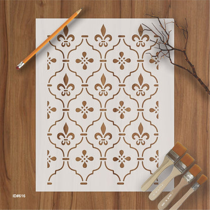 Elegant Fleur-de-Lis Trellis Pattern Stencil for Wall, Wood & Fabric Décor – ID# 133
