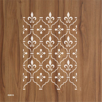 Elegant Fleur-de-Lis Trellis Pattern Stencil for Wall, Wood & Fabric Décor – ID# 133