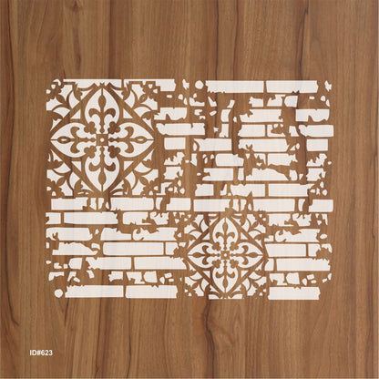 Brick and Damask Stencil Wall Painting Scrapbook Coloring Embossing Album Decorative Paper Card Template ID# 623