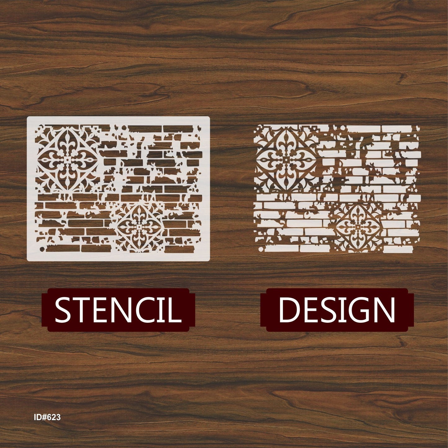 Brick and Damask Stencil Wall Painting Scrapbook Coloring Embossing Album Decorative Paper Card Template ID# 623