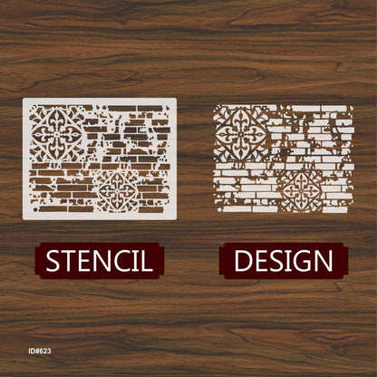 Brick and Damask Stencil Wall Painting Scrapbook Coloring Embossing Album Decorative Paper Card Template ID# 623