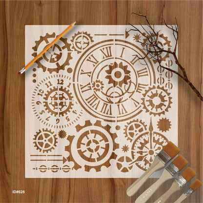 Steampunk Gear Clock Stencils Wall Painting Scrapbook Coloring Embossing Album Decorative Template ID# 628