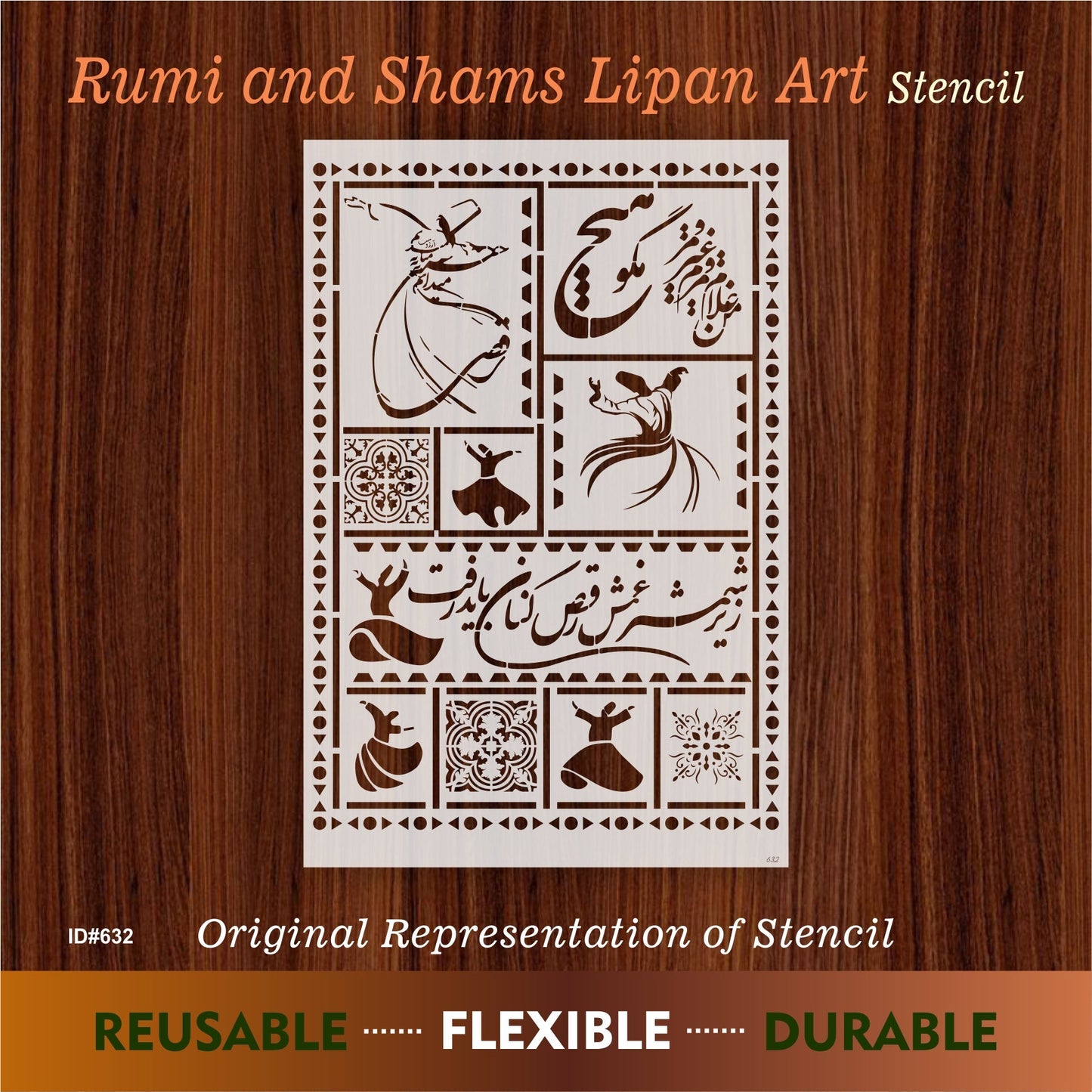 Rumi and Shams Lipan Art Stencil Painting Scrapbook Coloring Embossing Album Decor Template. ID #632 – ID# 206