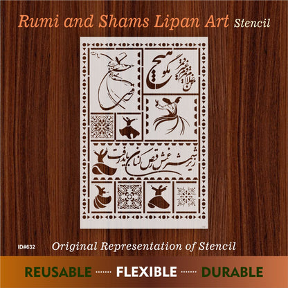 Rumi and Shams Lipan Art Stencil Painting Scrapbook Coloring Embossing Album Decor Template. ID #632 – ID# 206