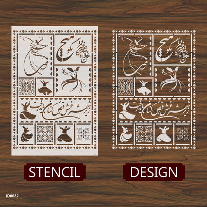 Rumi and Shams Lipan Art Stencil Painting Scrapbook Coloring Embossing Album Decor Template. ID #632 – ID# 206