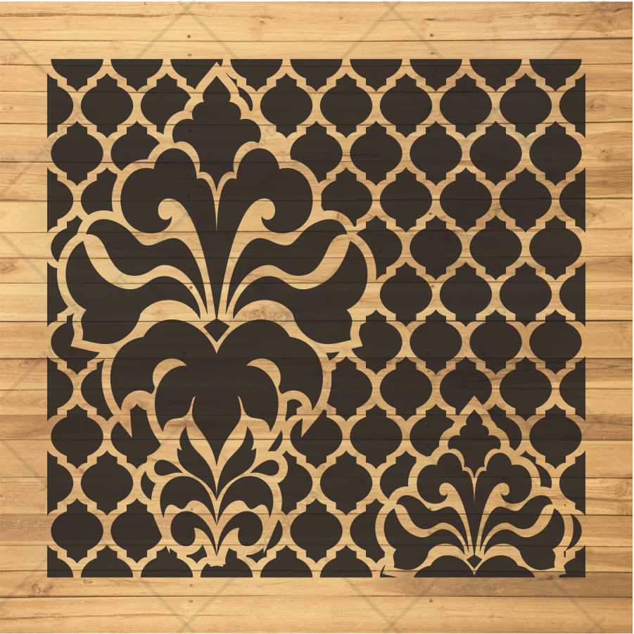 Royal Floral Damask Pattern Stencil for Wall, Wood & Floor Décor – Classic Moroccan Touch – ID# 634