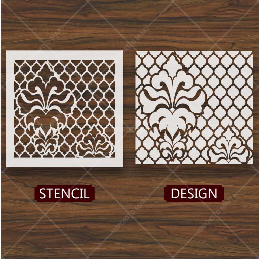 Royal Floral Damask Pattern Stencil for Wall, Wood & Floor Décor – Classic Moroccan Touch – ID# 634