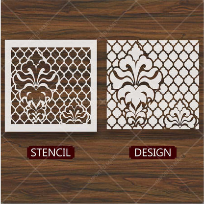 Royal Floral Damask Pattern Stencil for Wall, Wood & Floor Décor – Classic Moroccan Touch – ID# 634