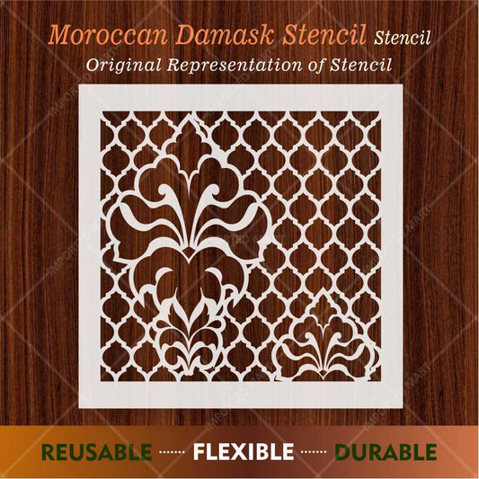 Royal Floral Damask Pattern Stencil for Wall, Wood & Floor Décor – Classic Moroccan Touch – ID# 634