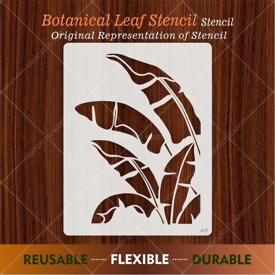 Tropical Banana Leaf Stencil for Wall, Wood & Fabric Painting – Botanical Design – ID# 168