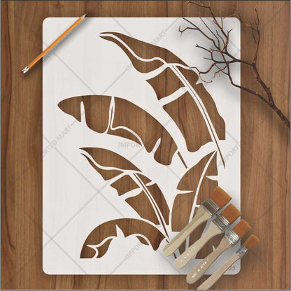Tropical Banana Leaf Stencil for Wall, Wood & Fabric Painting – Botanical Design – ID# 635