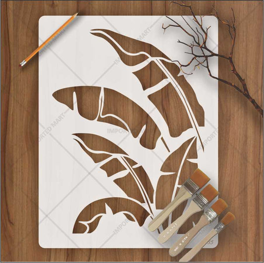 Tropical Banana Leaf Stencil for Wall, Wood & Fabric Painting – Botanical Design – ID# 635