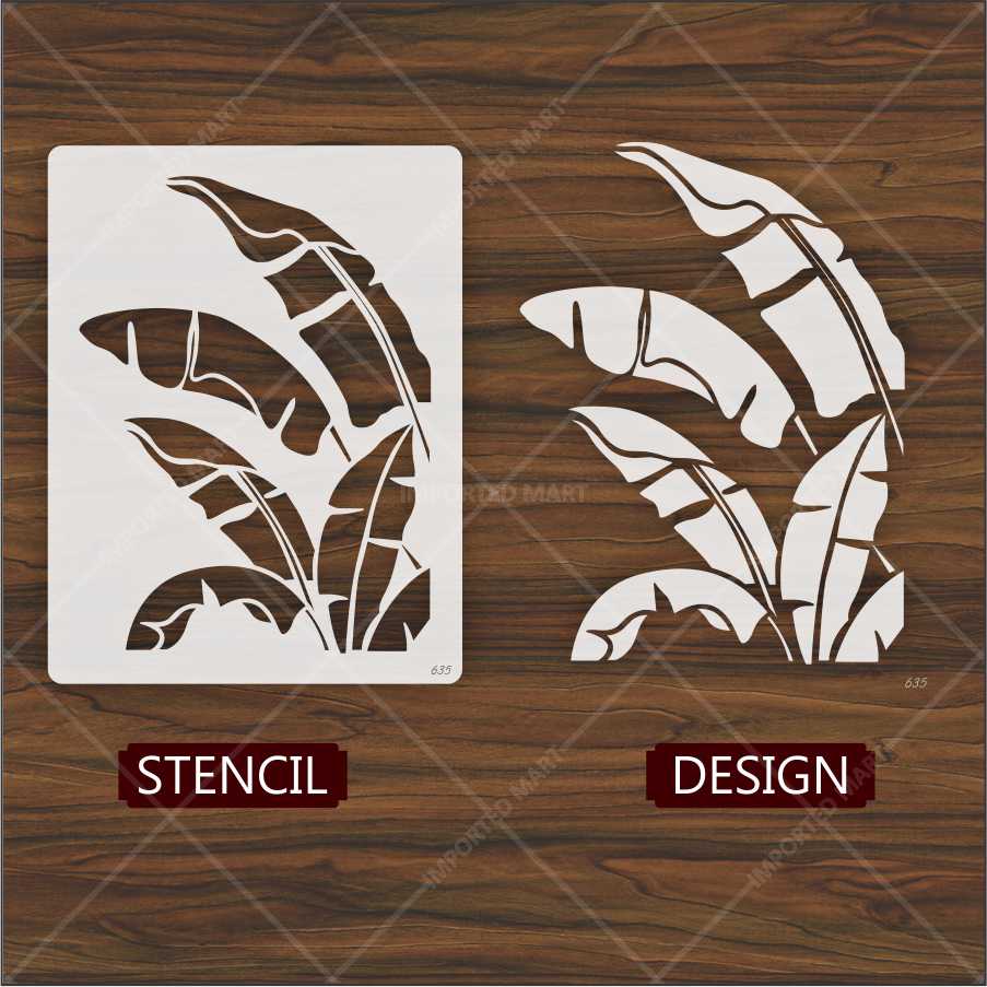 Tropical Banana Leaf Stencil for Wall, Wood & Fabric Painting – Botanical Design – ID# 168