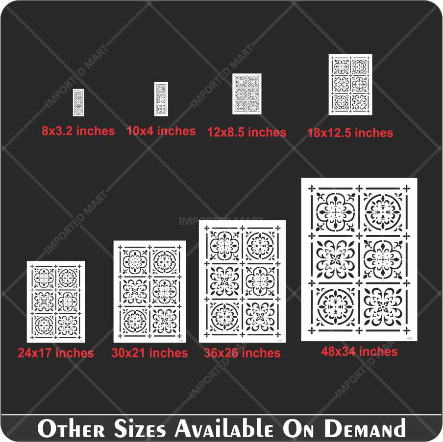 Moroccan Tile Grid Stencil – Reusable Wall, Floor & Furniture Design for Painting – ID# 636
