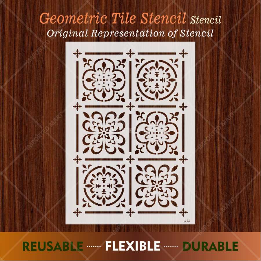 Moroccan Tile Grid Stencil – Reusable Wall, Floor & Furniture Design for Painting – ID# 636