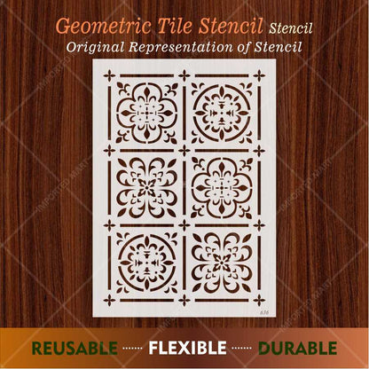 Moroccan Tile Grid Stencil – Reusable Wall, Floor & Furniture Design for Painting – ID# 636
