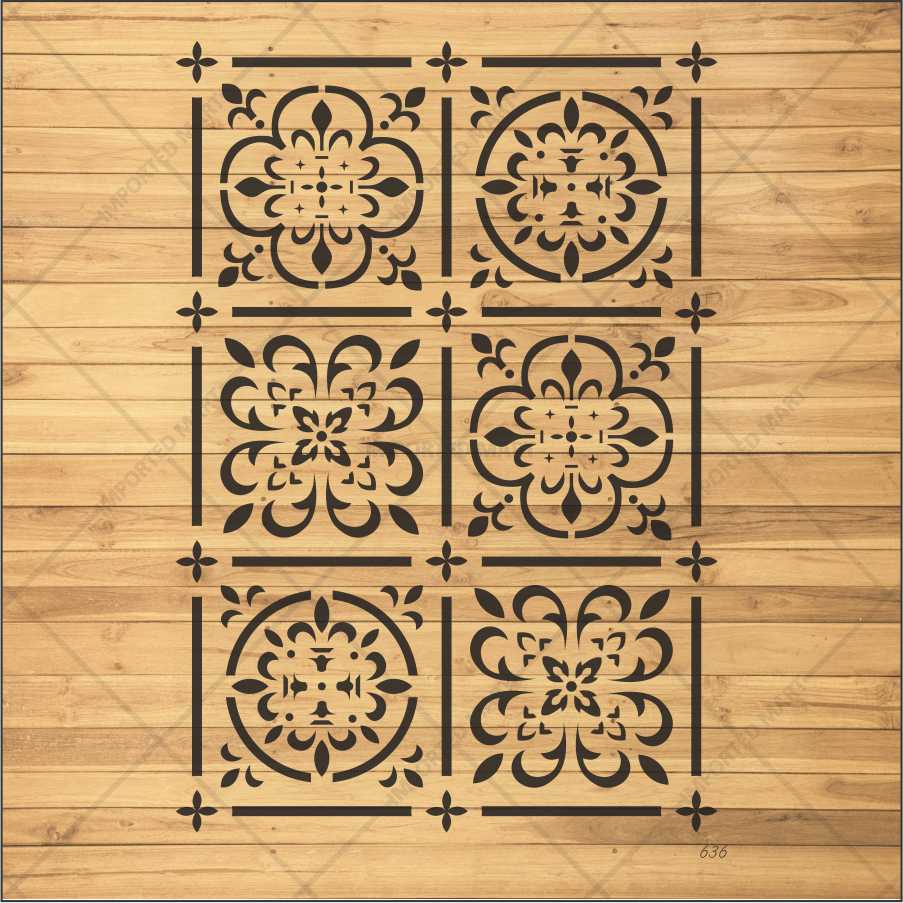 Moroccan Tile Grid Stencil – Reusable Wall, Floor & Furniture Design for Painting – ID# 636