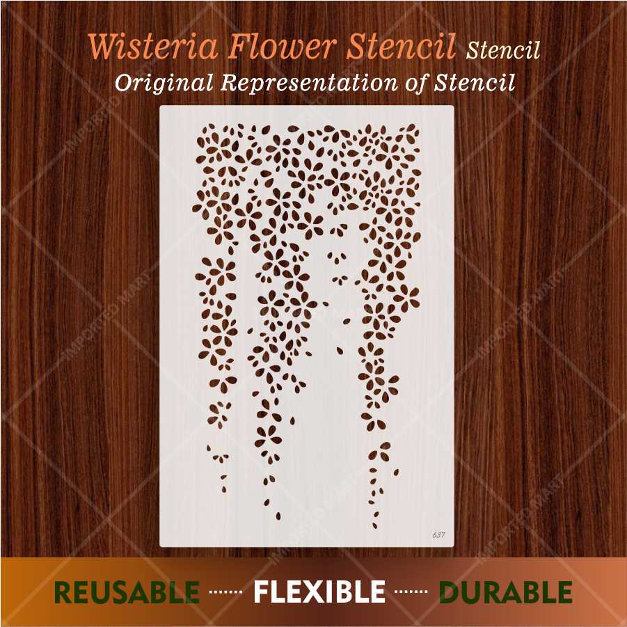 Wisteria Flower Stencil – Hanging Floral Vine Design for Wall & Craft Painting – ID# 166