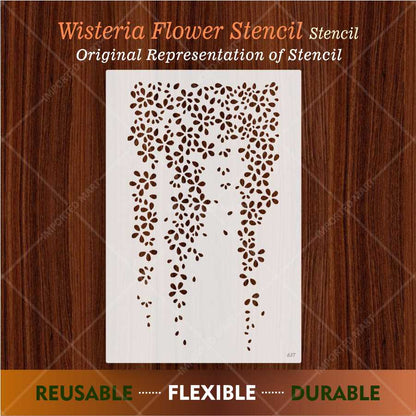 Wisteria Flower Stencil – Hanging Floral Vine Design for Wall & Craft Painting – ID# 166