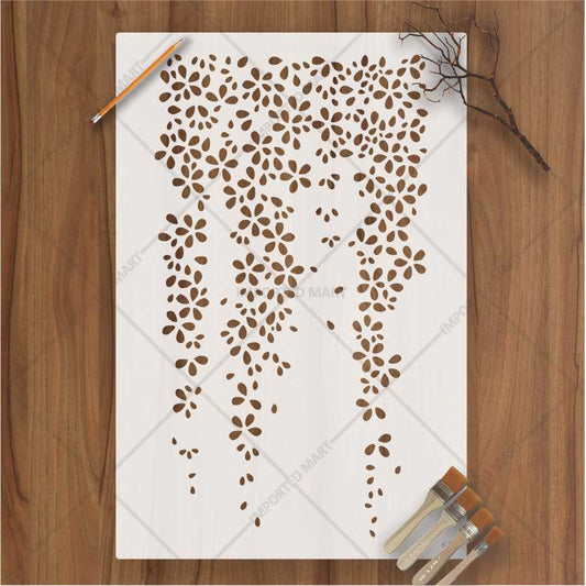 Wisteria Flower Stencil – Hanging Floral Vine Design for Wall & Craft Painting – ID# 637