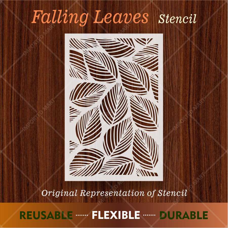 Falling Leaves Stencil for Wall & Furniture Décor – Classic Design for Wood, Fabric, Glass – ID# 638