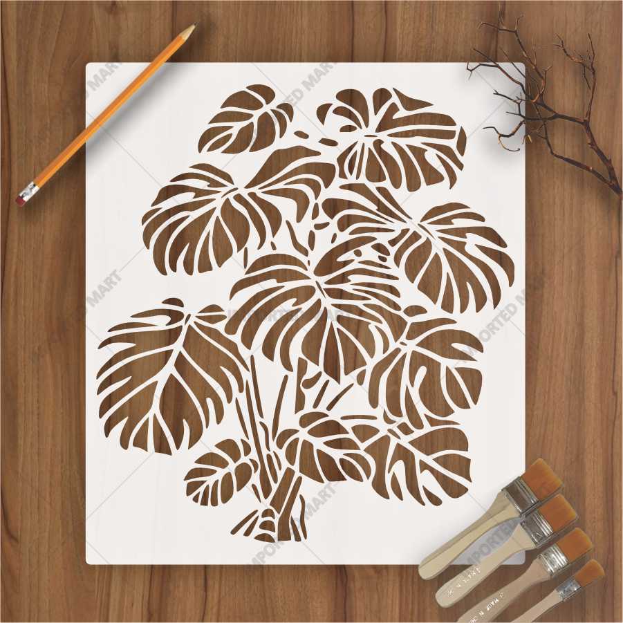 Monstera Leaf Stencil for Wall & Wood Painting – Tropical Botanical Design – ID# 639