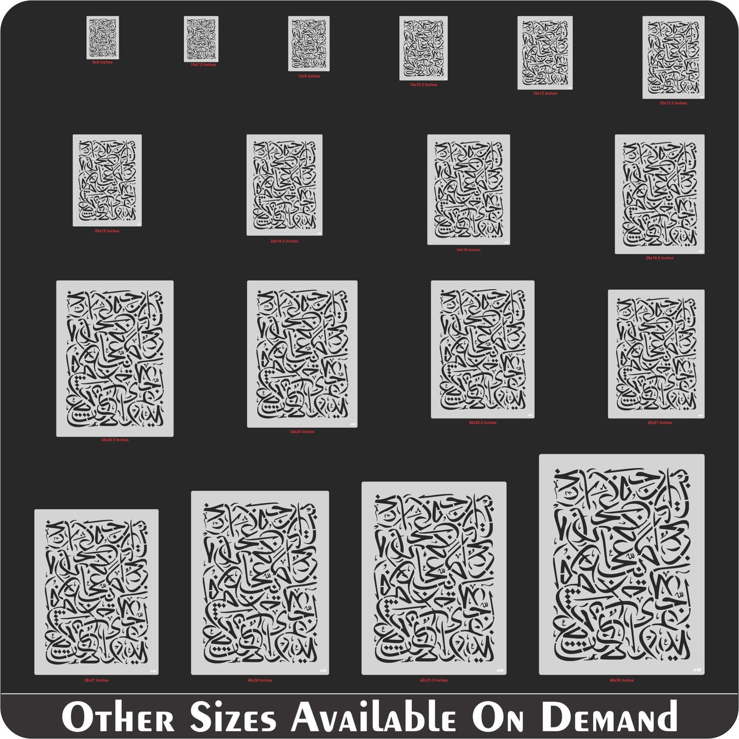 Arabic Khatt Calligraphy Art Reusable Stencil for Canvas and wall painting.ID#640 – ID# 189
