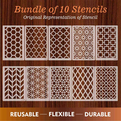 The Geometric Elegance Bundle- 10 Stencils  for crafts, walls, furniture, or fabric design