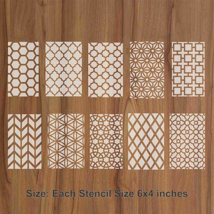 The Geometric Elegance Bundle- 10 Stencils  for crafts, walls, furniture, or fabric design