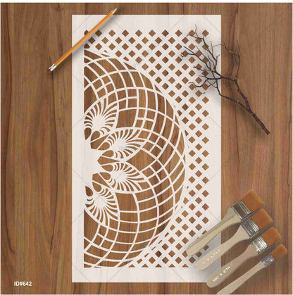Geospiral Matrix Wall Stencil , geometric wall stencil Parametric Decorative Pattern ID#642 – ID# 186