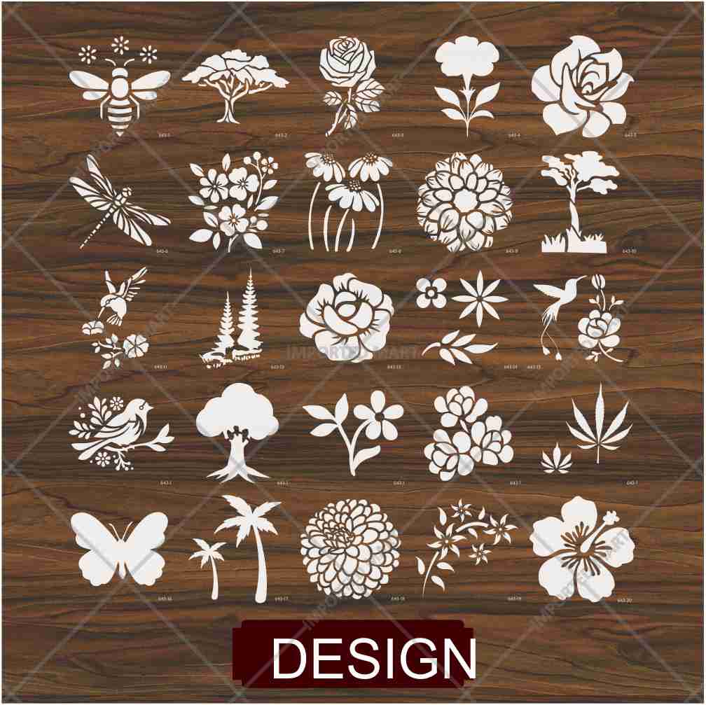 25Pcs Floral Fantasy & Nature Shapes Stencils for Art and Craft & Painting