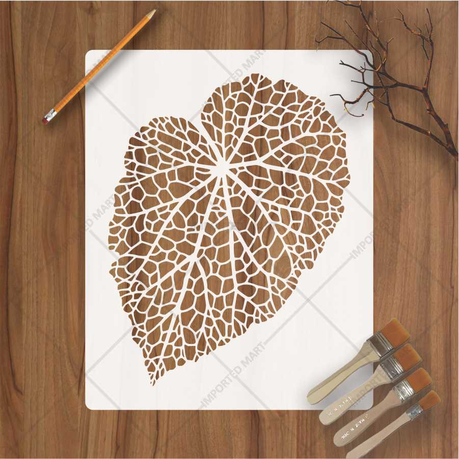 Netted Leaf Stencil for Wall, Wood & Fabric Art – Mesh Botanical Design – ID# 182