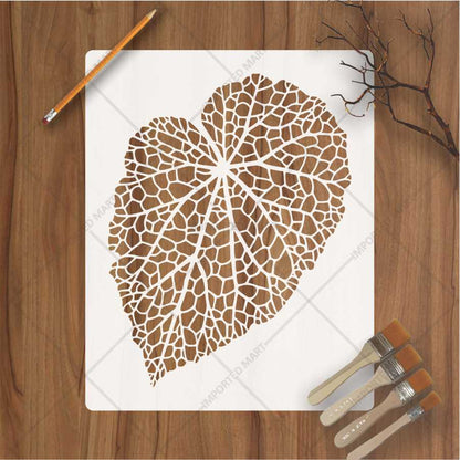 Netted Leaf Stencil for Wall, Wood & Fabric Art – Mesh Botanical Design – ID# 182
