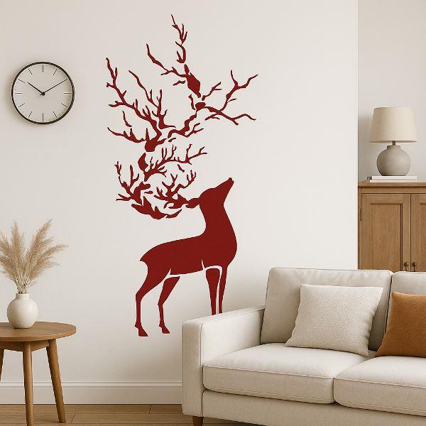 Tree Antler Deer Stencil for Wall, Wood & Fabric Art – Forest Nature Design – ID# 648