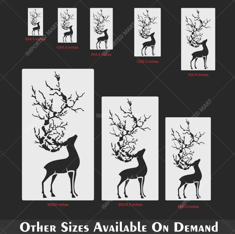 Tree Antler Deer Stencil for Wall, Wood & Fabric Art – Forest Nature Design – ID# 648